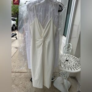 cinq a sept Cream Strapless Twist-Front Slip Dress